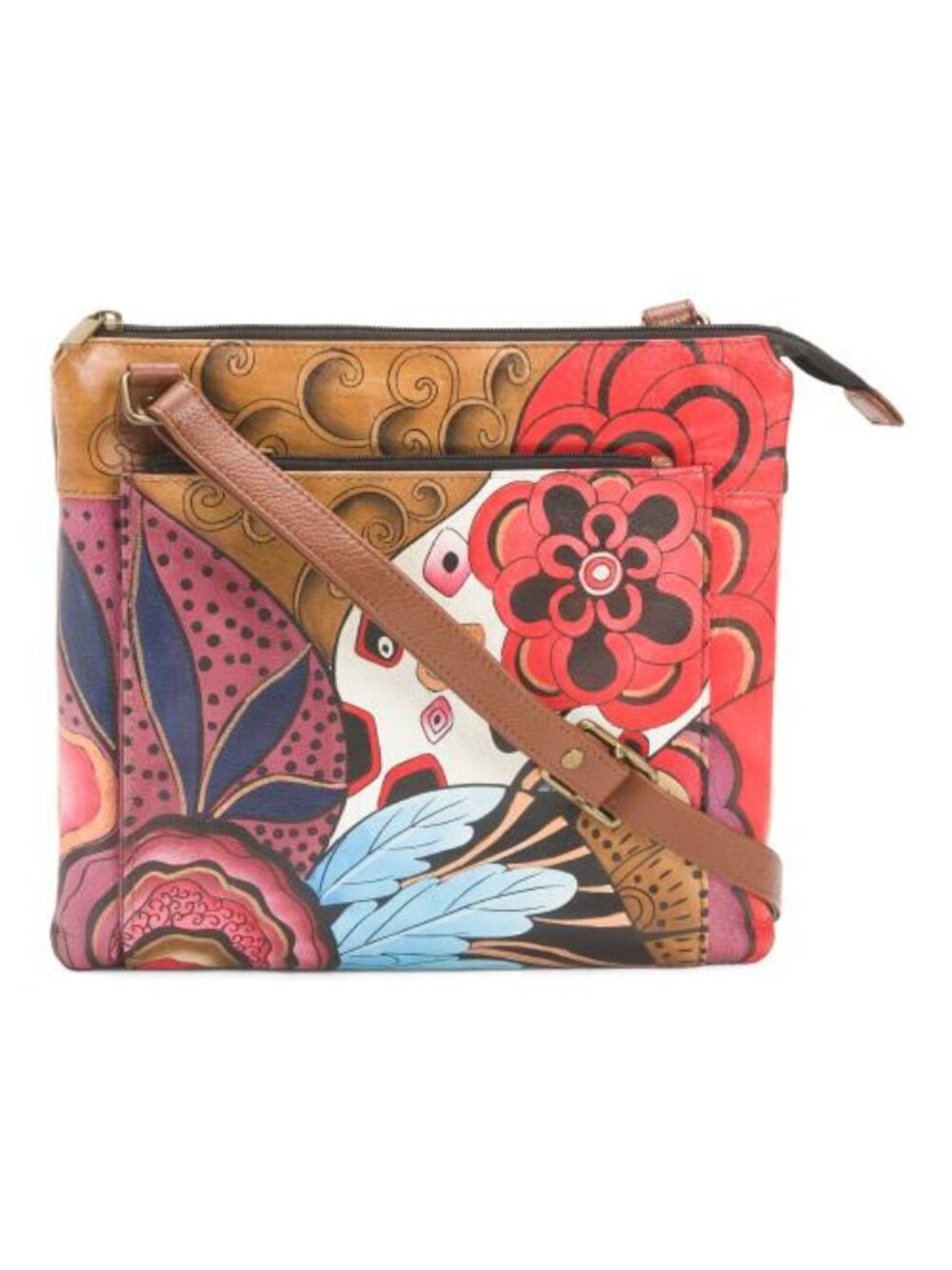 ANUSCHKA Leather Tribal Potpourri Multi Pocket Crossbody